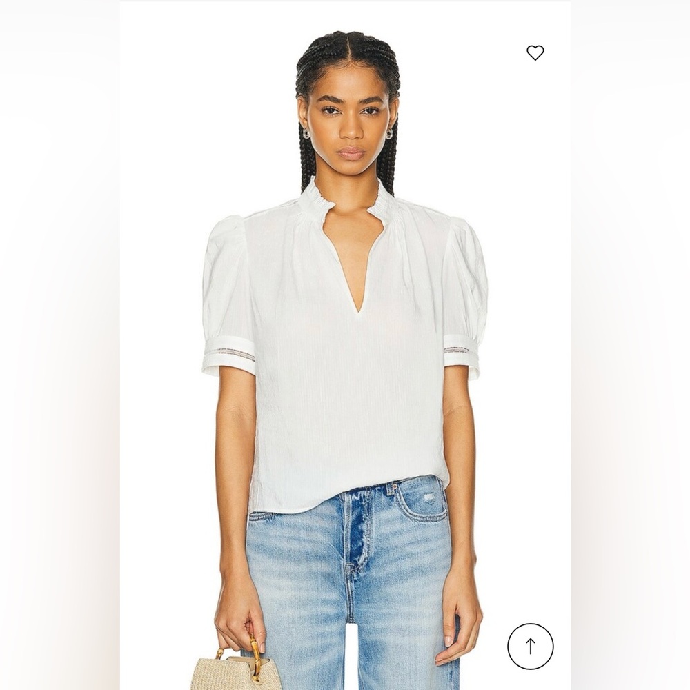 Frame white Ruffle Collar Blouse Size L